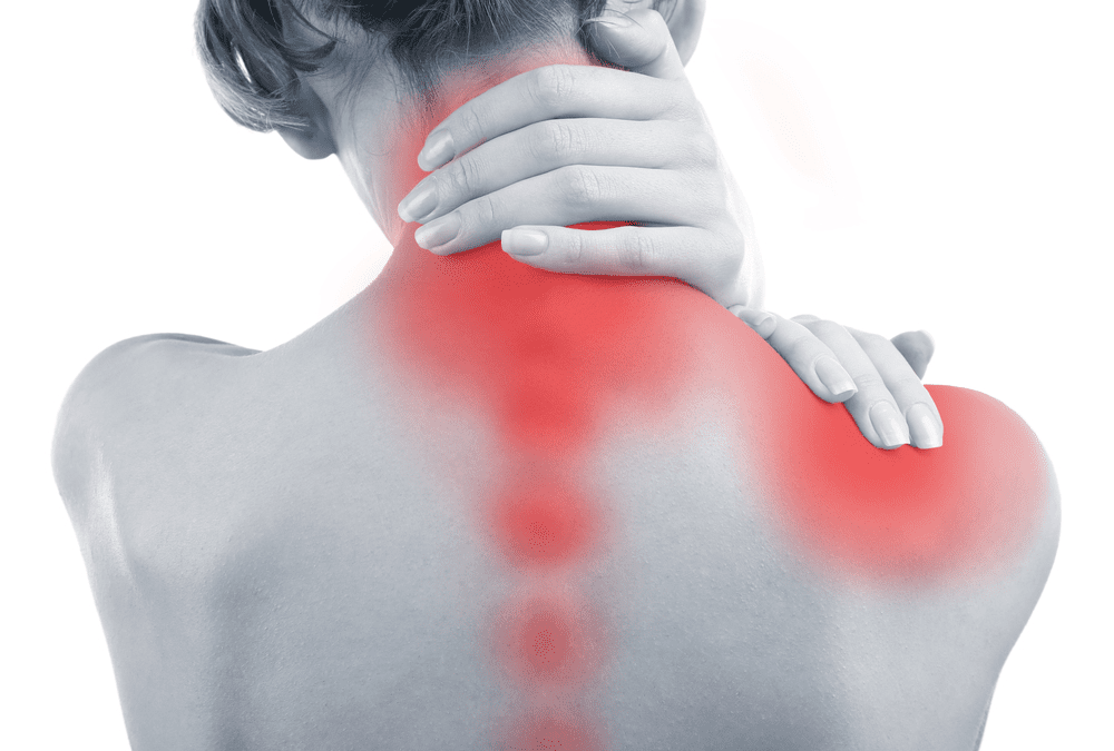 Woman in Pain holding her neck.